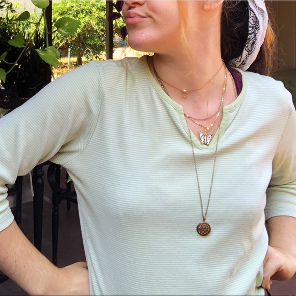 Vintage green & white striped tunic - Picture 4 of 5